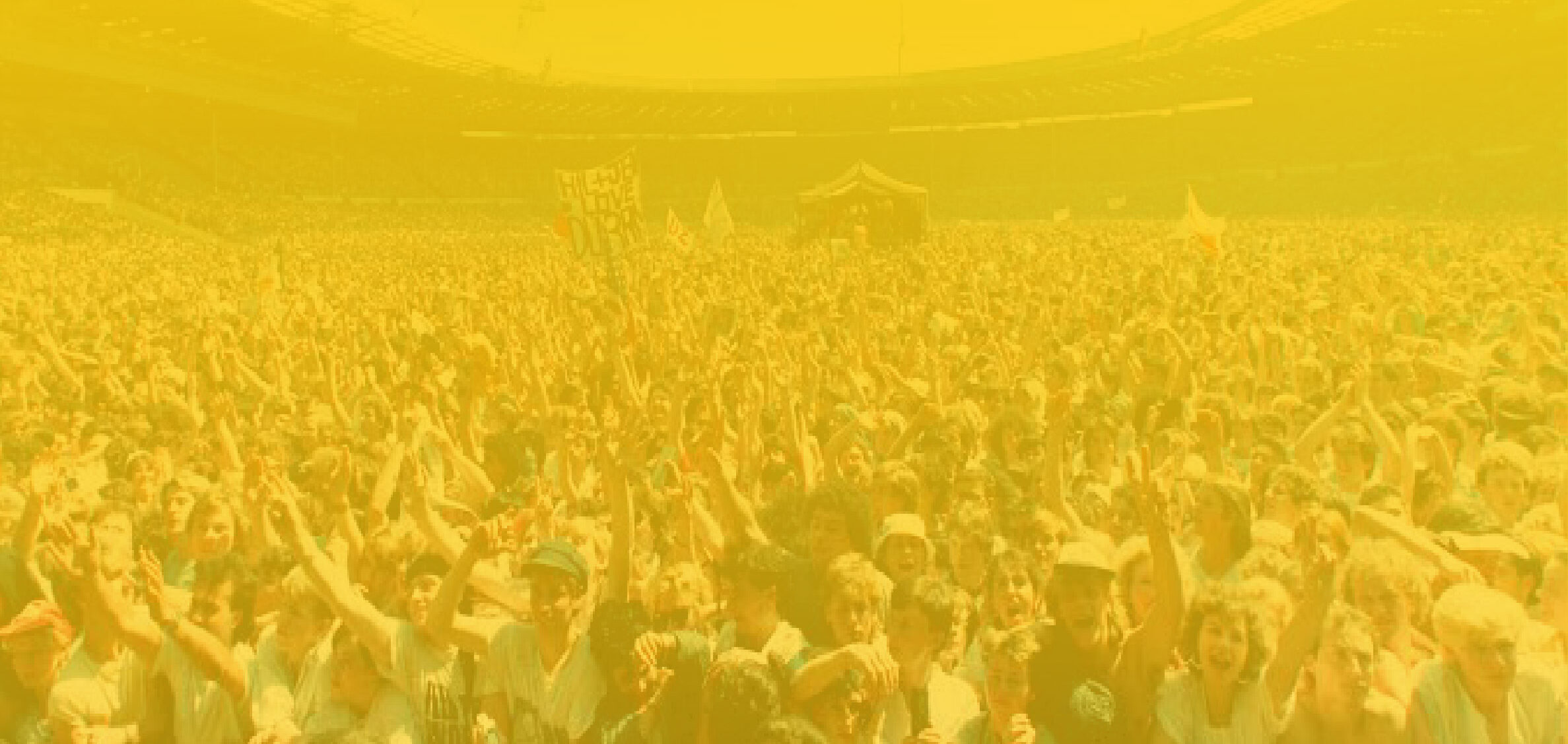 Live Aid Wembley 1985 and the crowd as seen from the stage